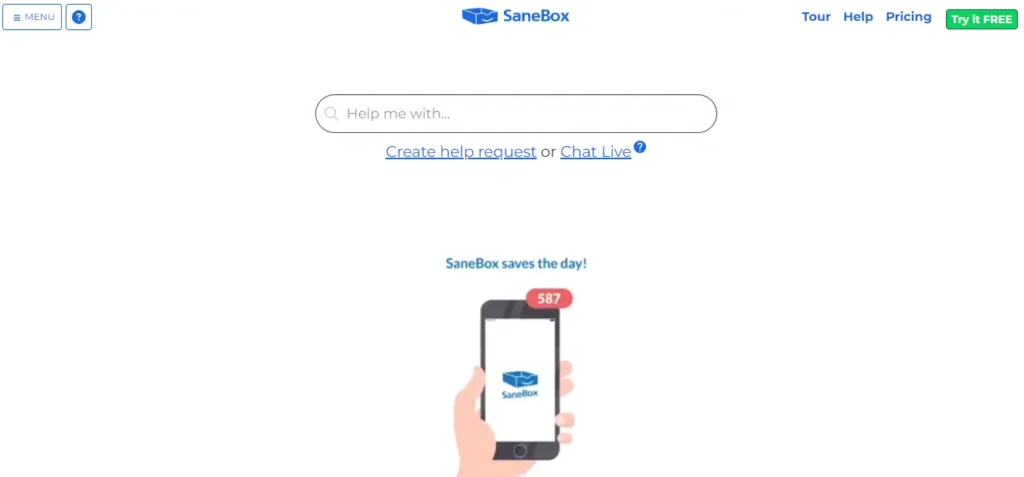 SaneBox's email deep clean